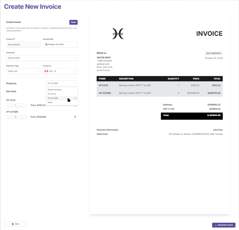 Easy Invoice Creation